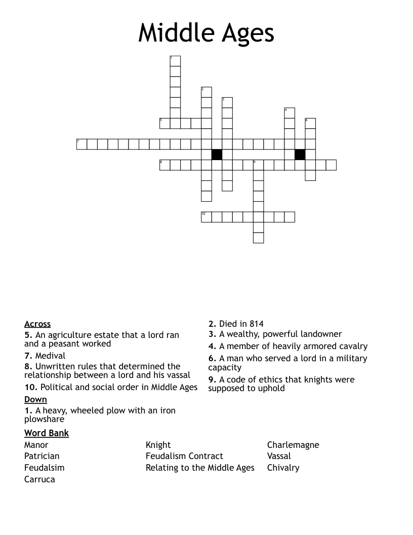 Middle Ages Crossword