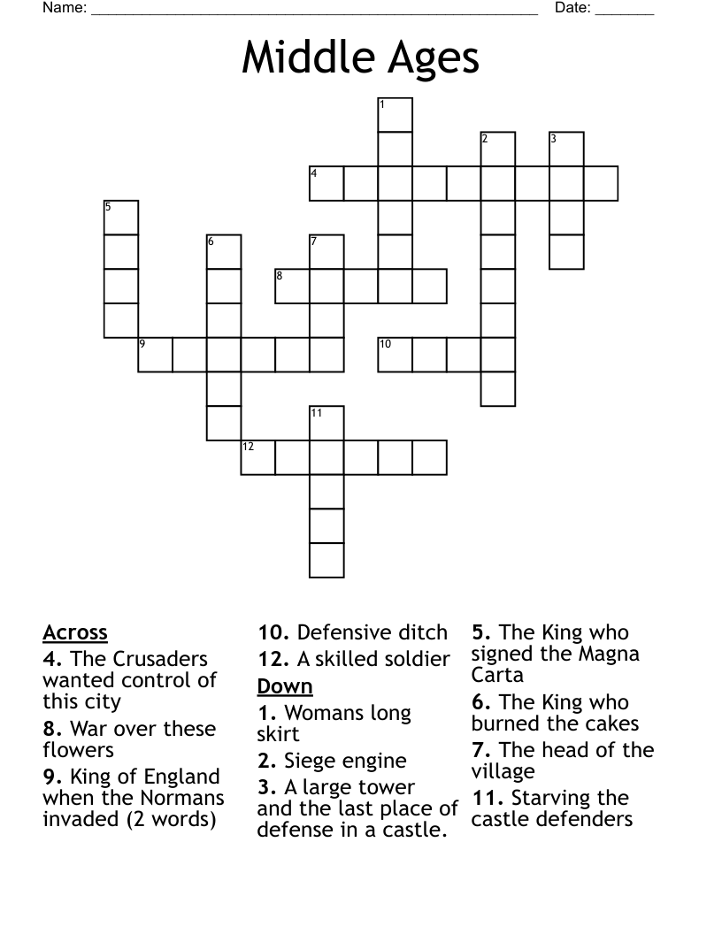 Middle Ages Crossword