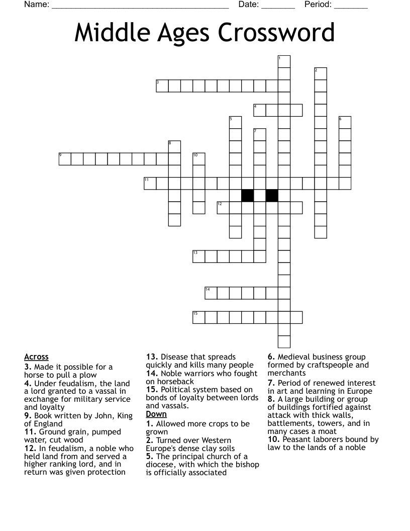 Middle Ages Crossword