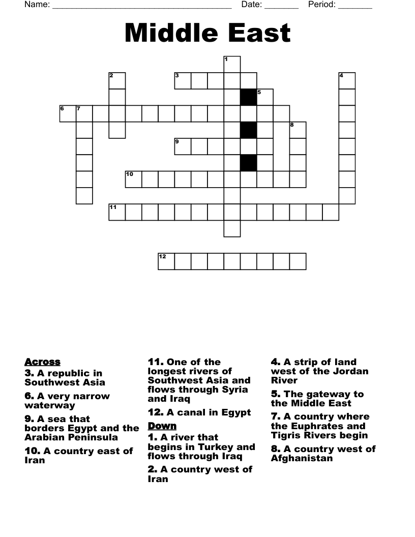 Middle East Crossword