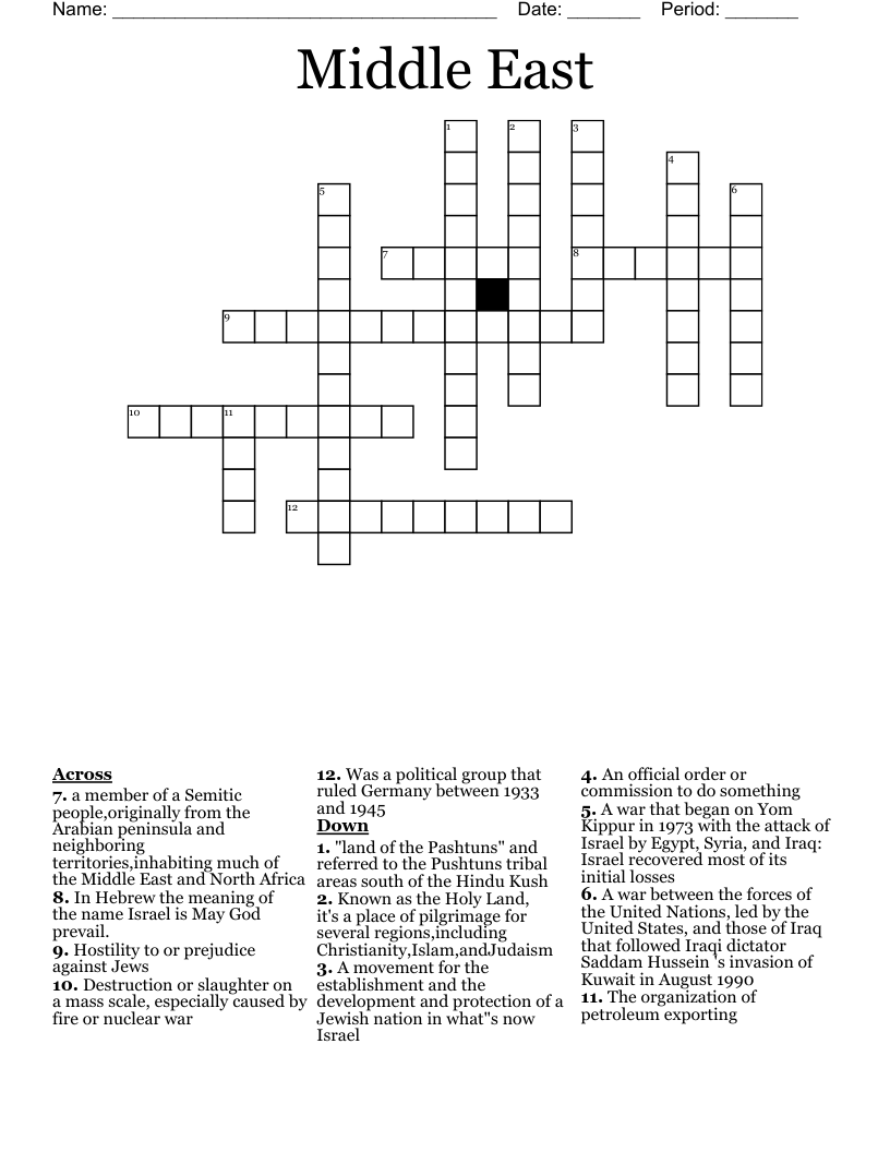 Middle East Crossword