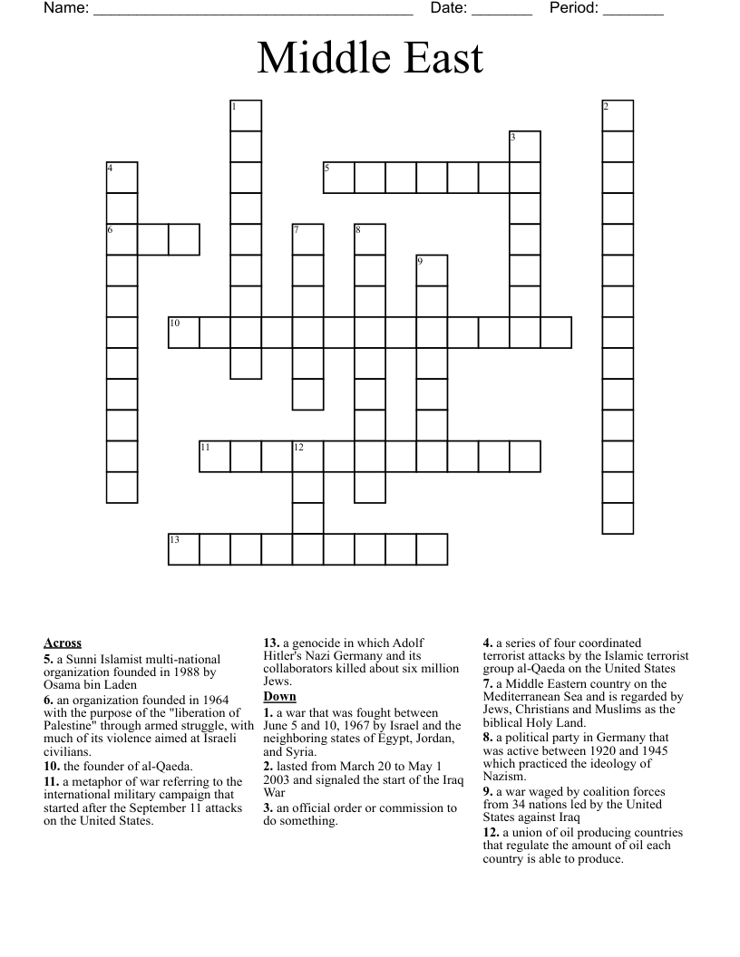 Middle East Crossword