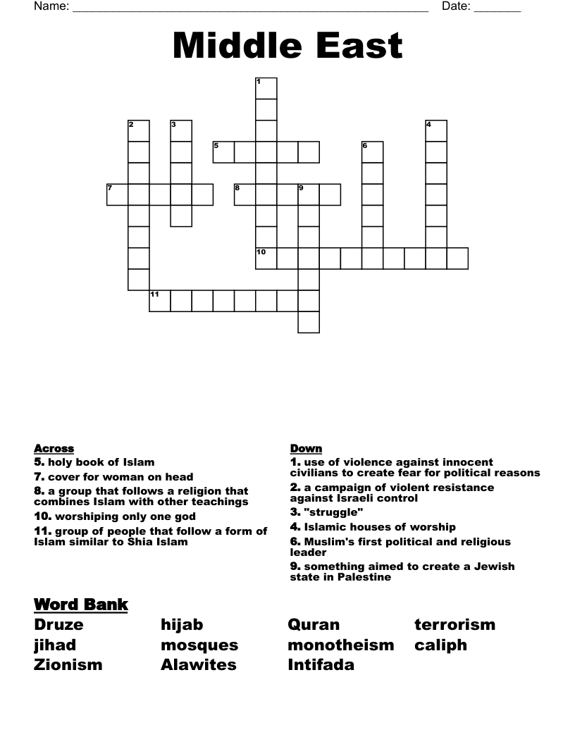 Middle East Crossword