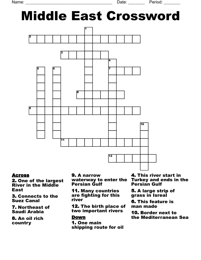 Middle East Crossword