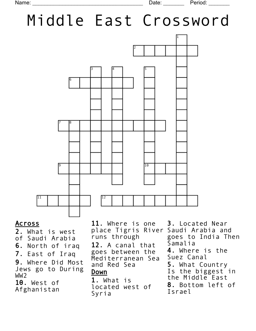 Middle East Crossword