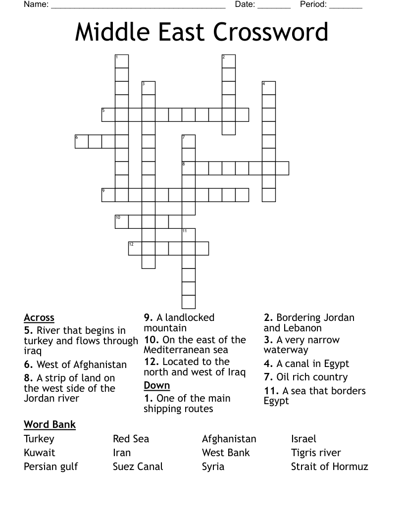 Middle East Crossword
