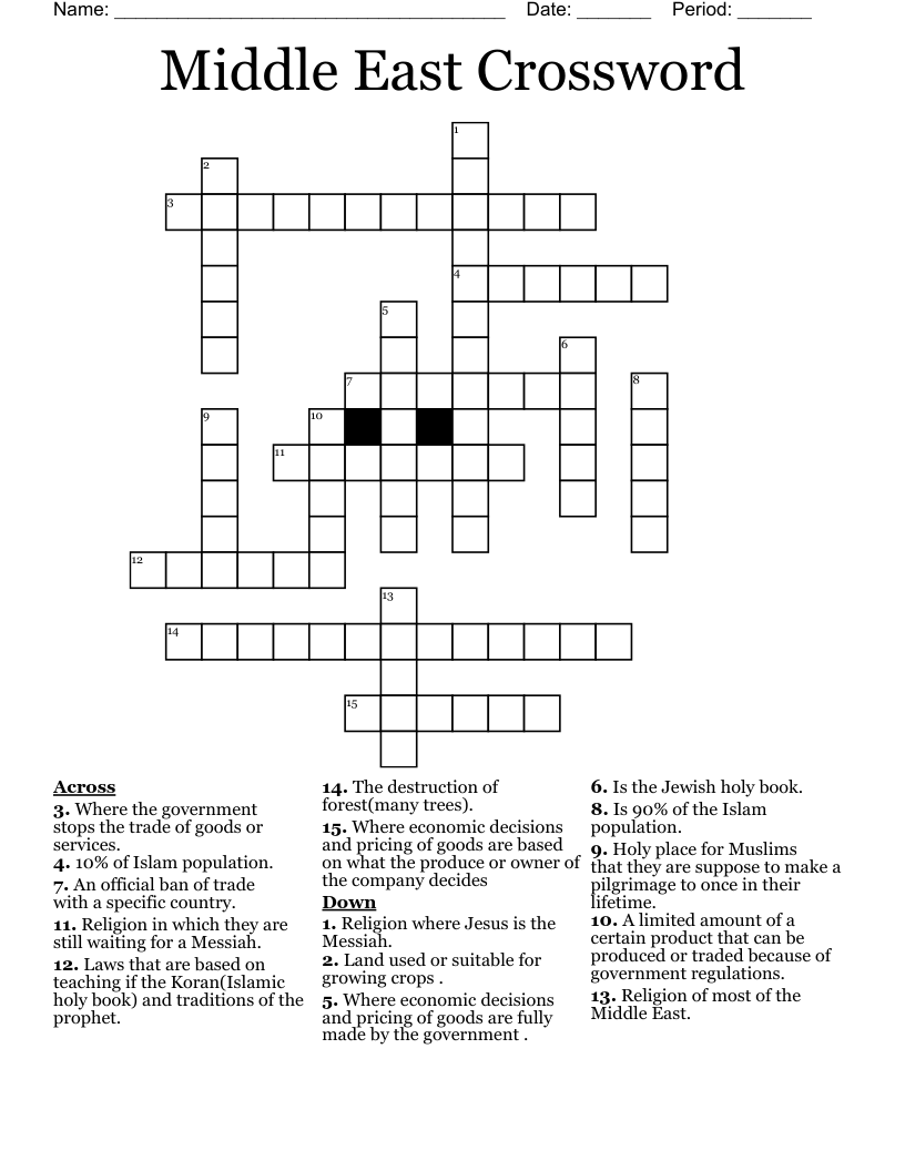 Middle East Crossword