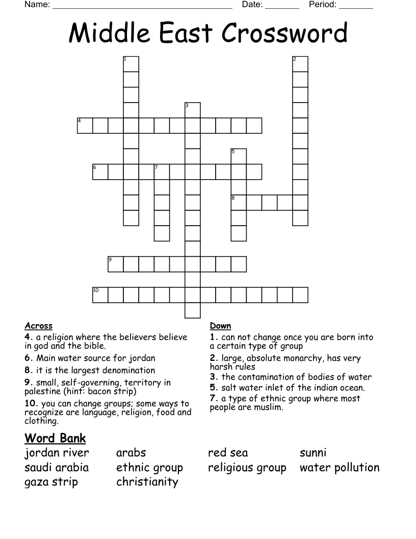 Middle East Crossword