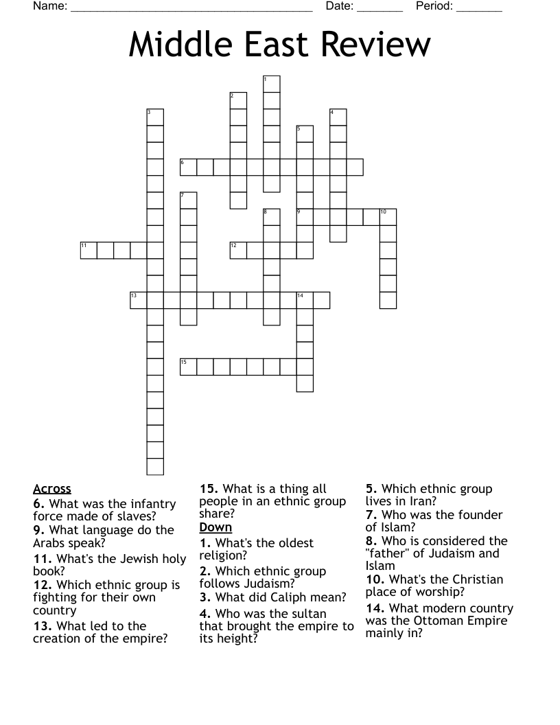 Middle East Review Crossword