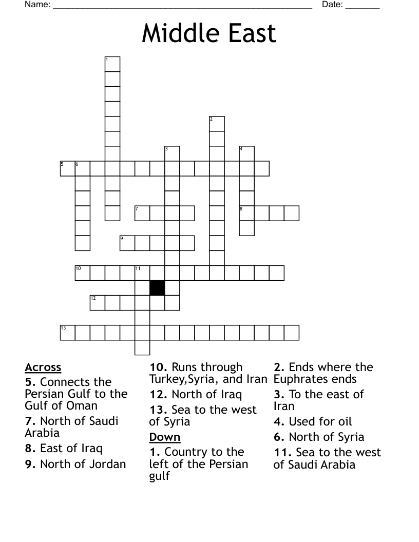 Middle East  Crossword