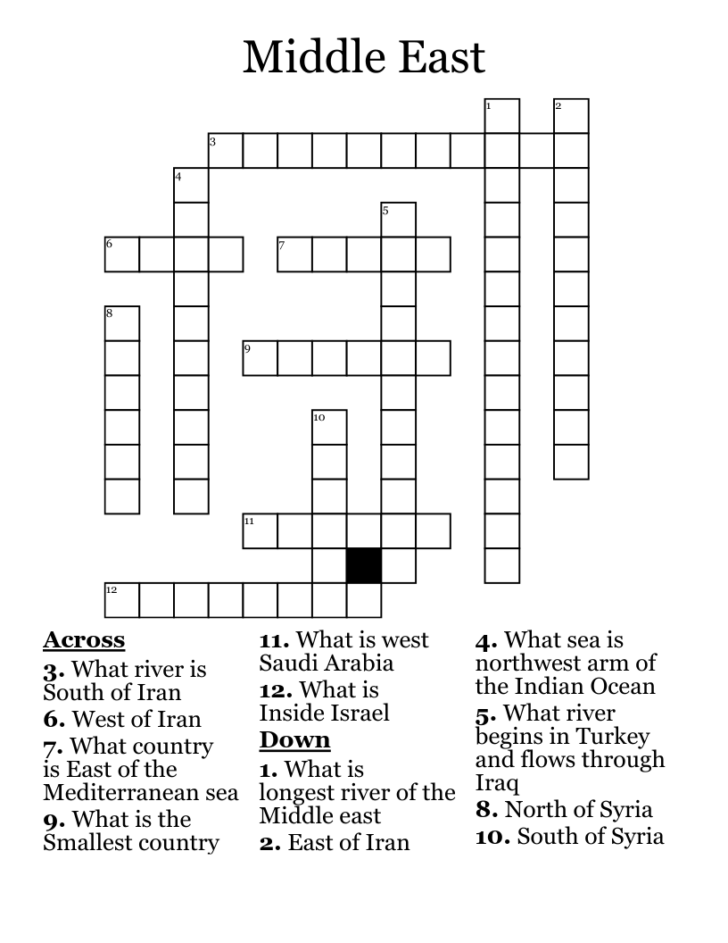 Middle East  Crossword