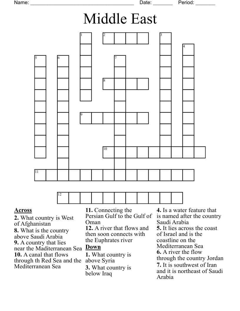 Middle East   Crossword