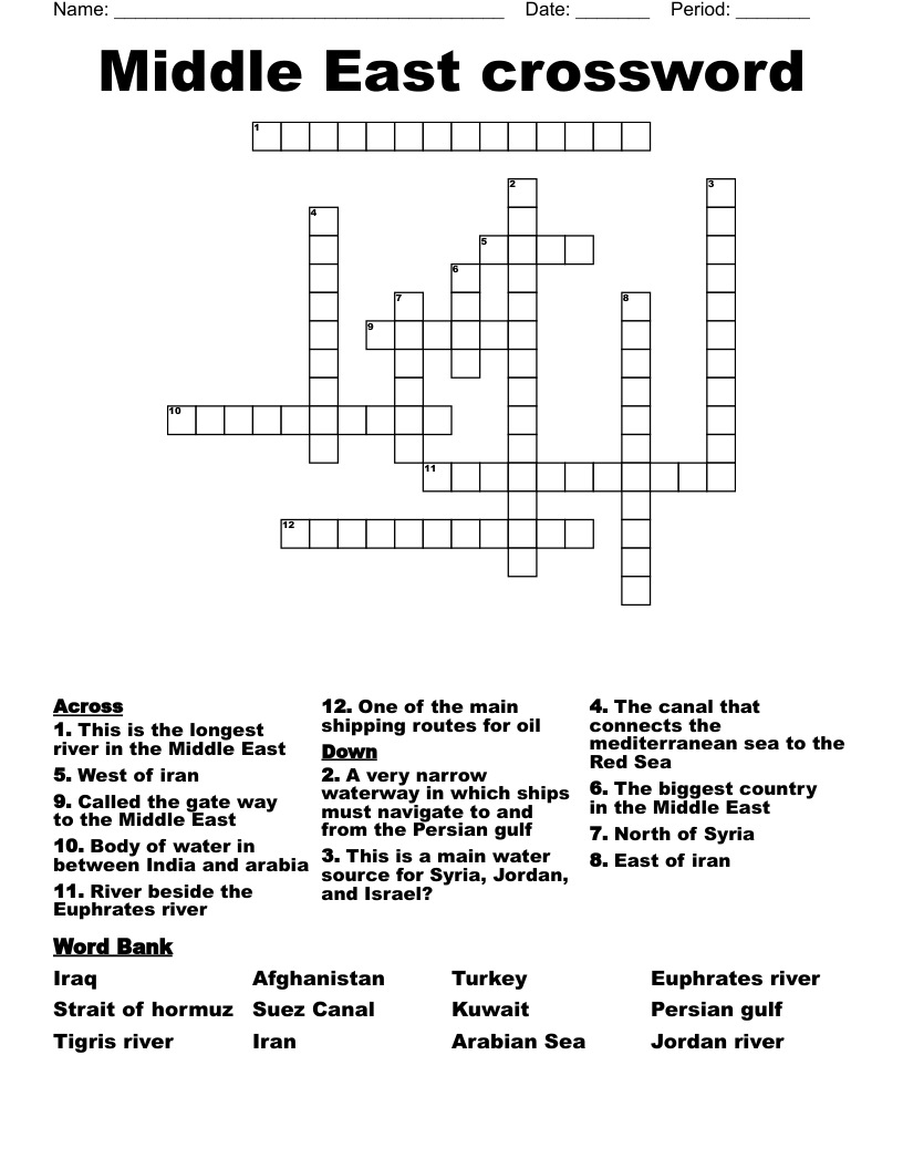 Middle East crossword