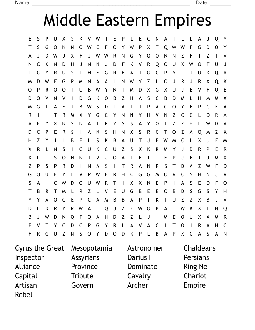 Middle Eastern Empires Word Search