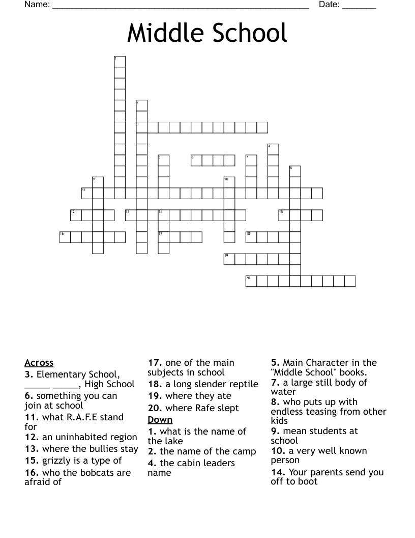 Middle School Crossword