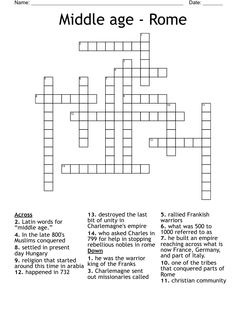 Middle age - Rome Crossword