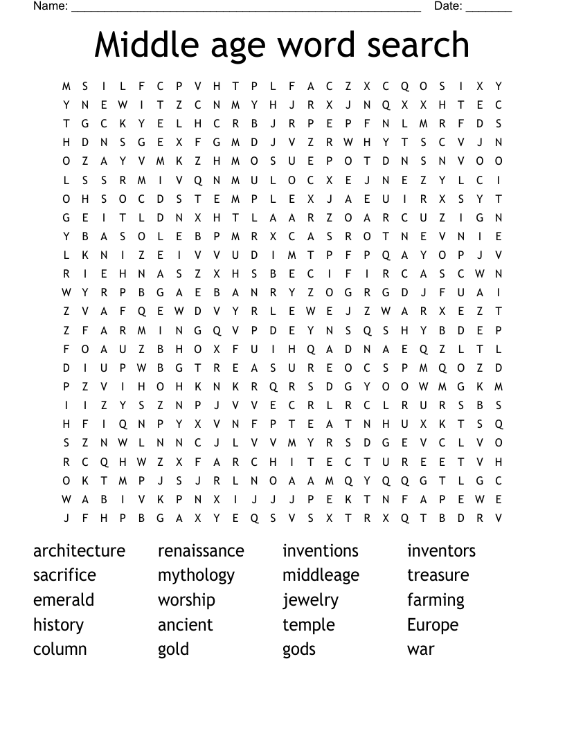 Middle age word search