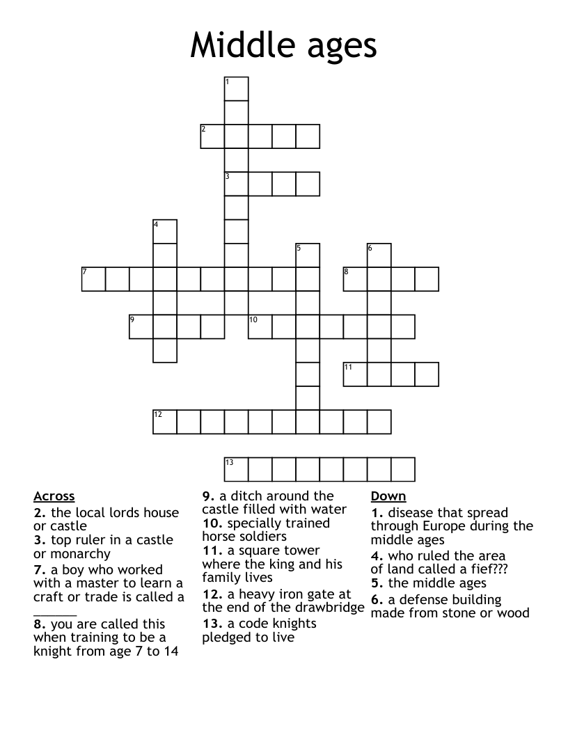 Middle ages Crossword