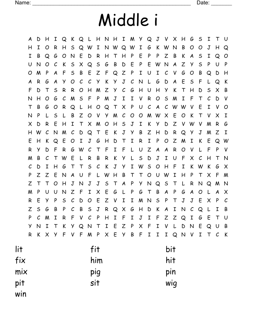 Middle i Word Search