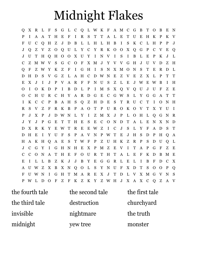 Midnight Flakes Word Search