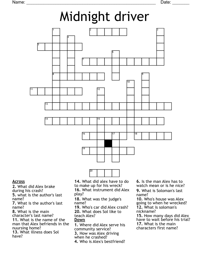 Midnight driver Crossword
