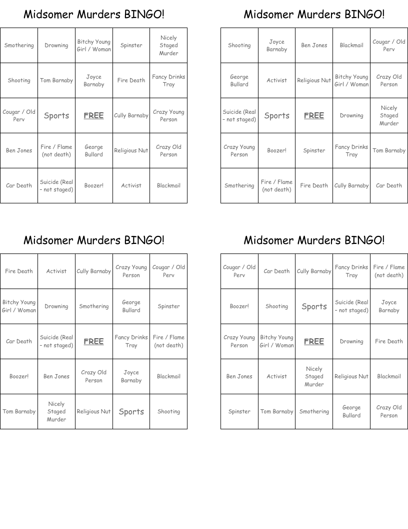 Midsomer Murders BINGO!