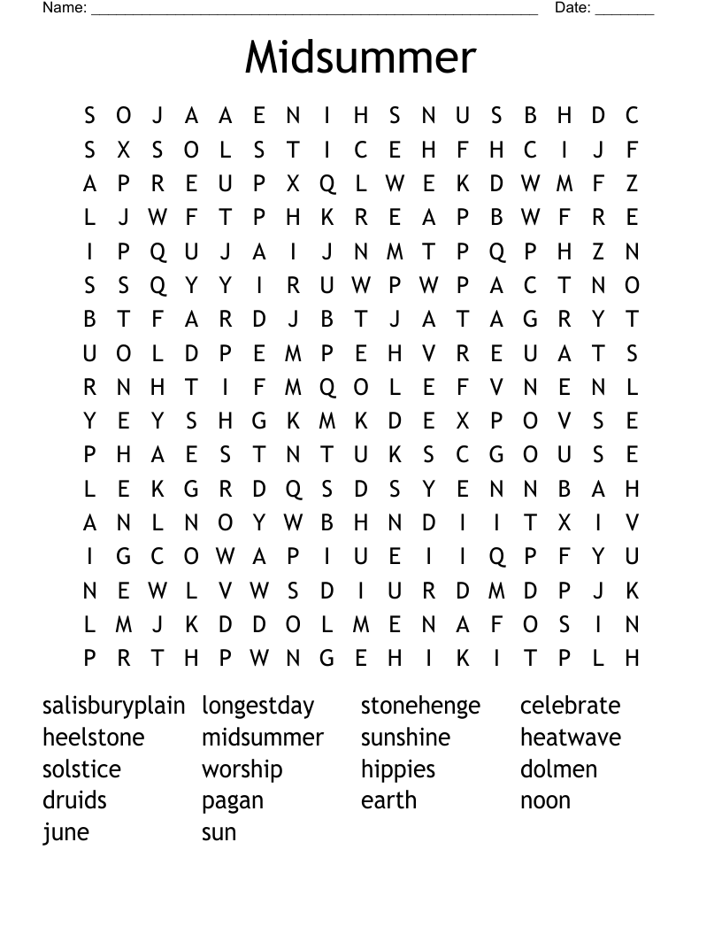 Midsummer  Word Search