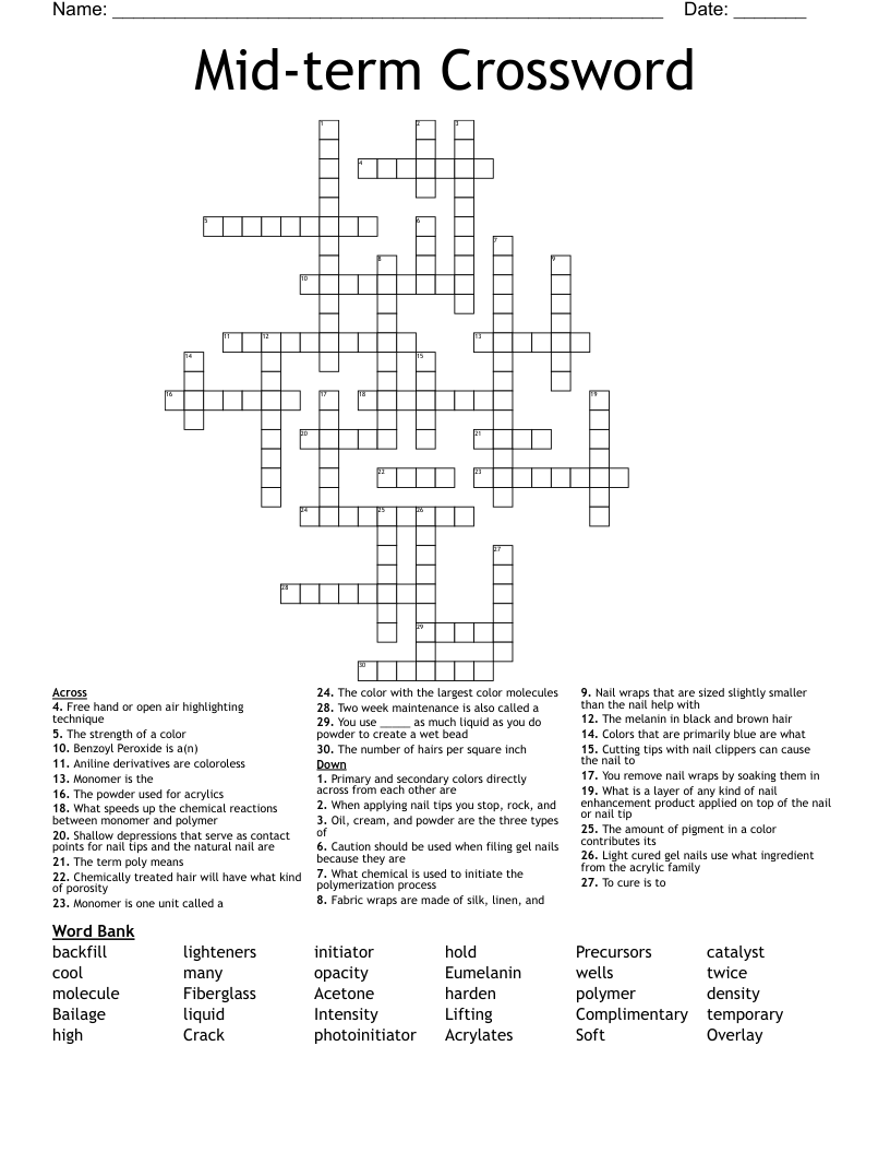 Mid-term Crossword