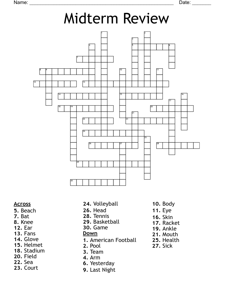 Midterm Review Crossword