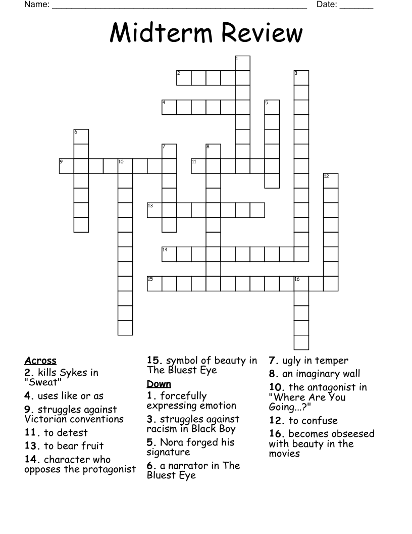 Midterm Review Crossword