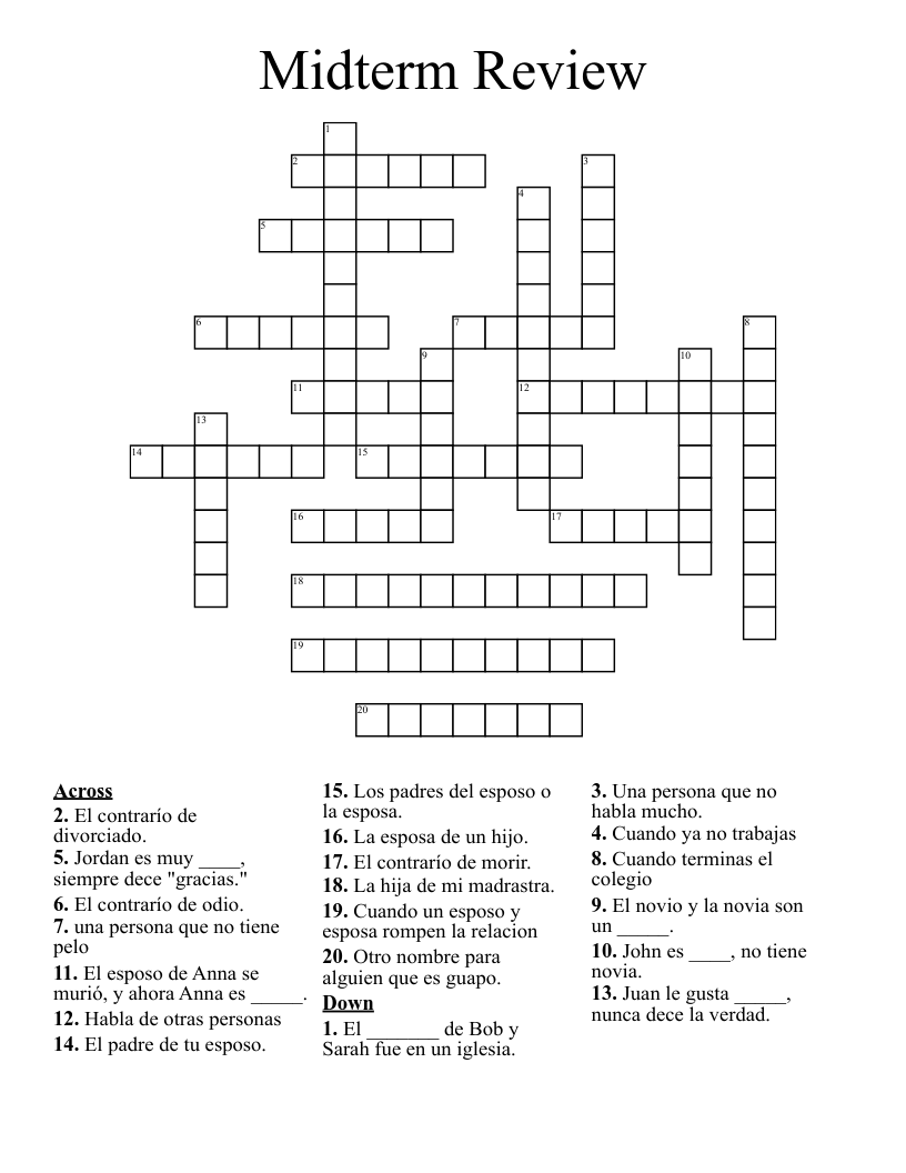 Midterm Review Crossword