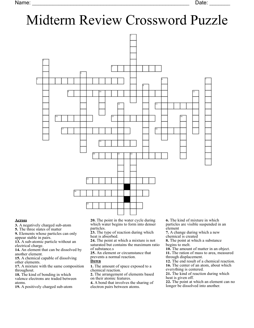 Midterm Review Crossword Puzzle