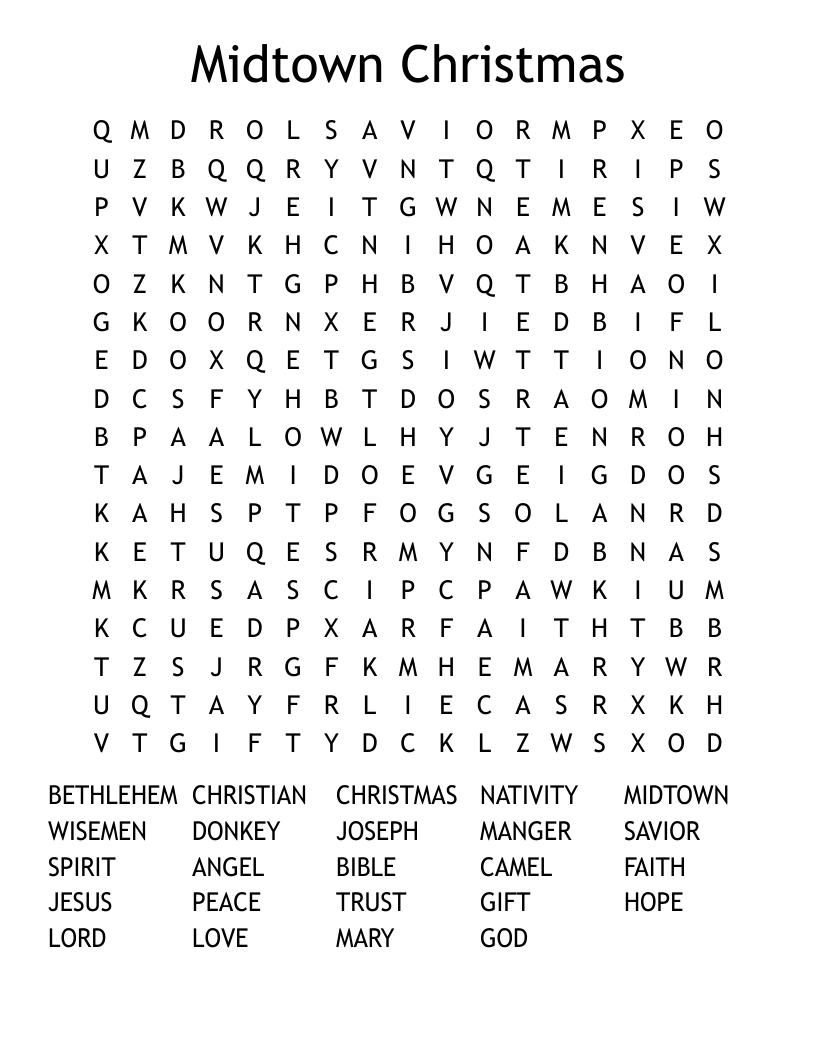 Midtown Christmas Word Search
