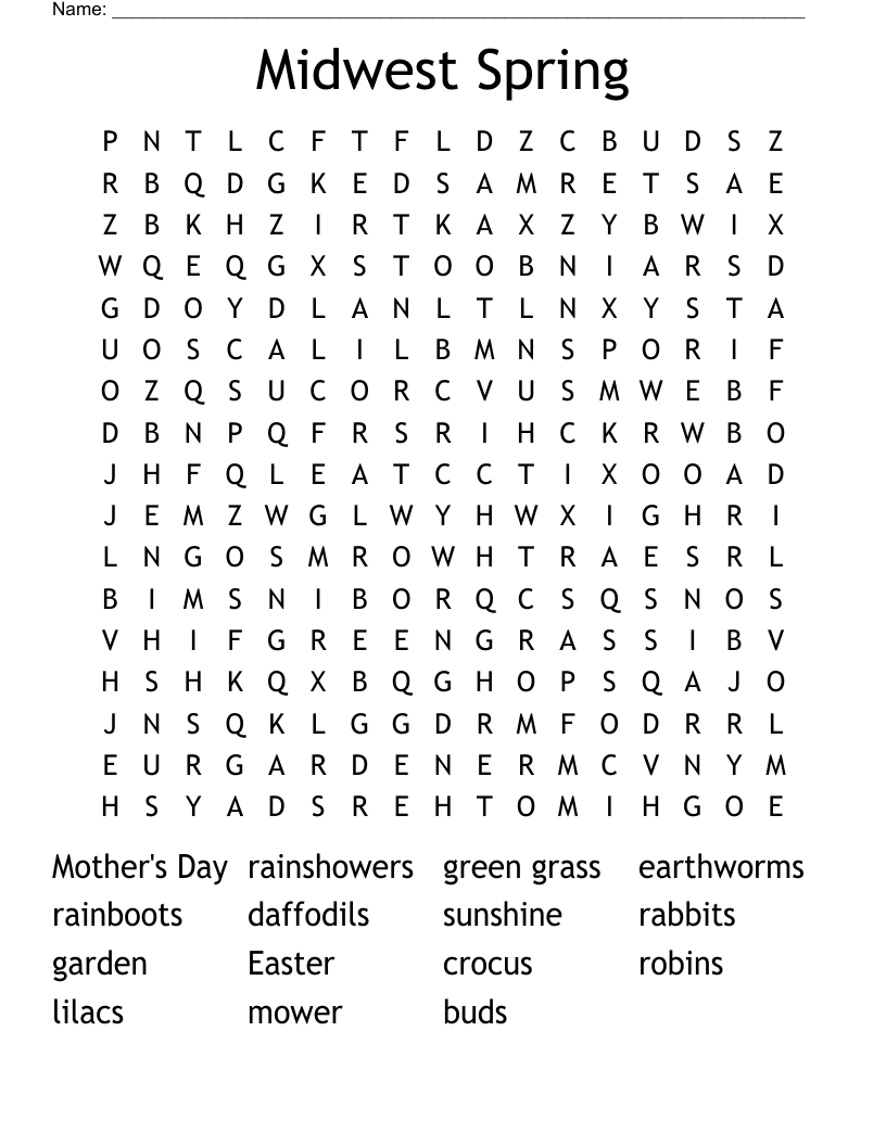 Midwest Spring Word Search