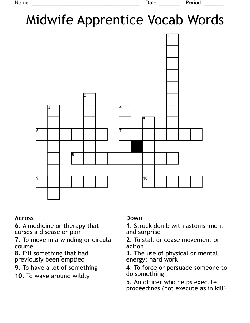 Midwife Apprentice Vocab Words Crossword