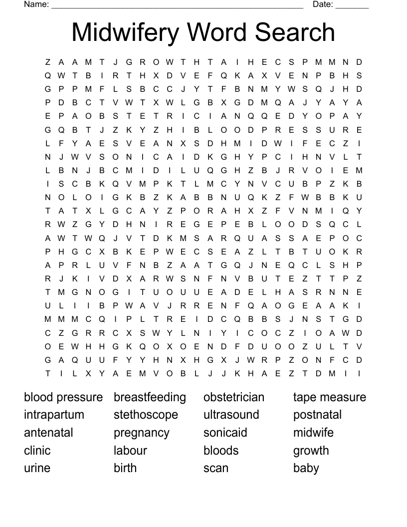 Midwifery Word Search
