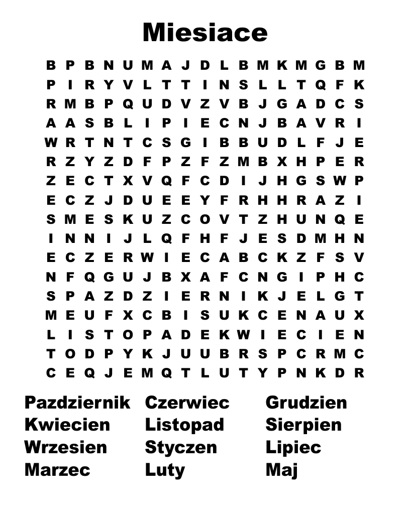 Miesiace Word Search