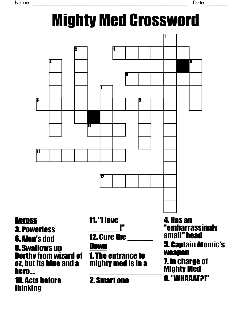 Mighty Med Crossword
