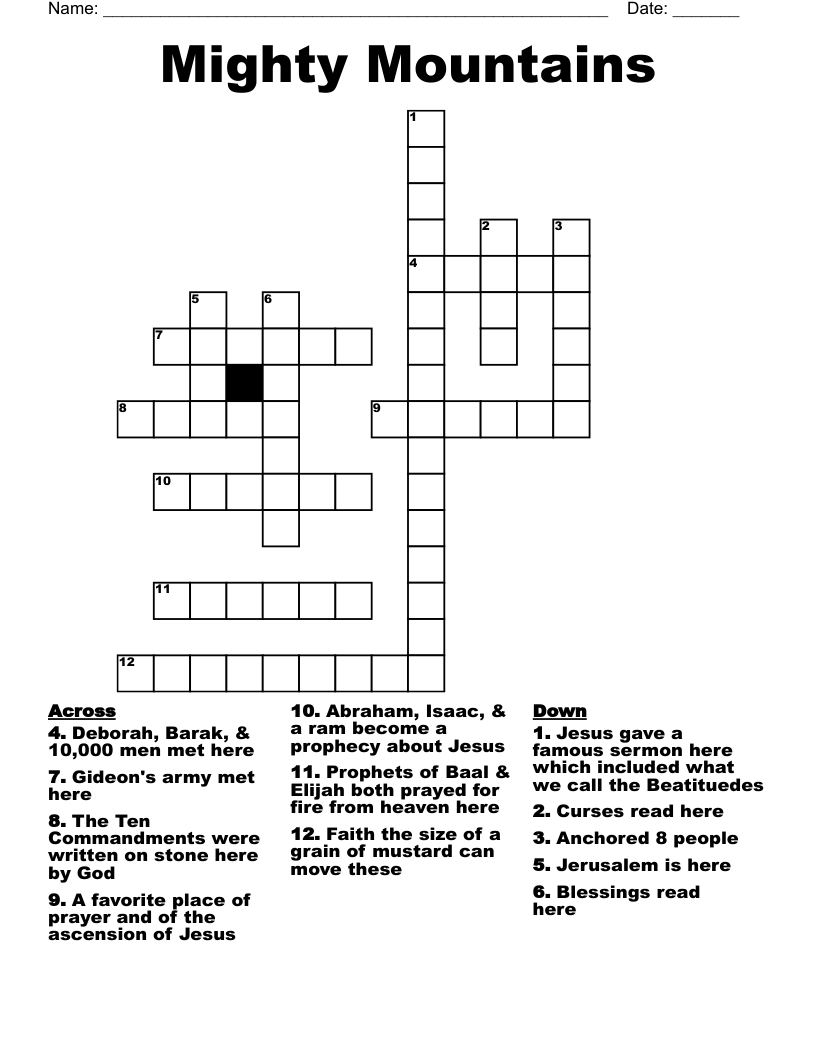 Mighty Mountains Crossword