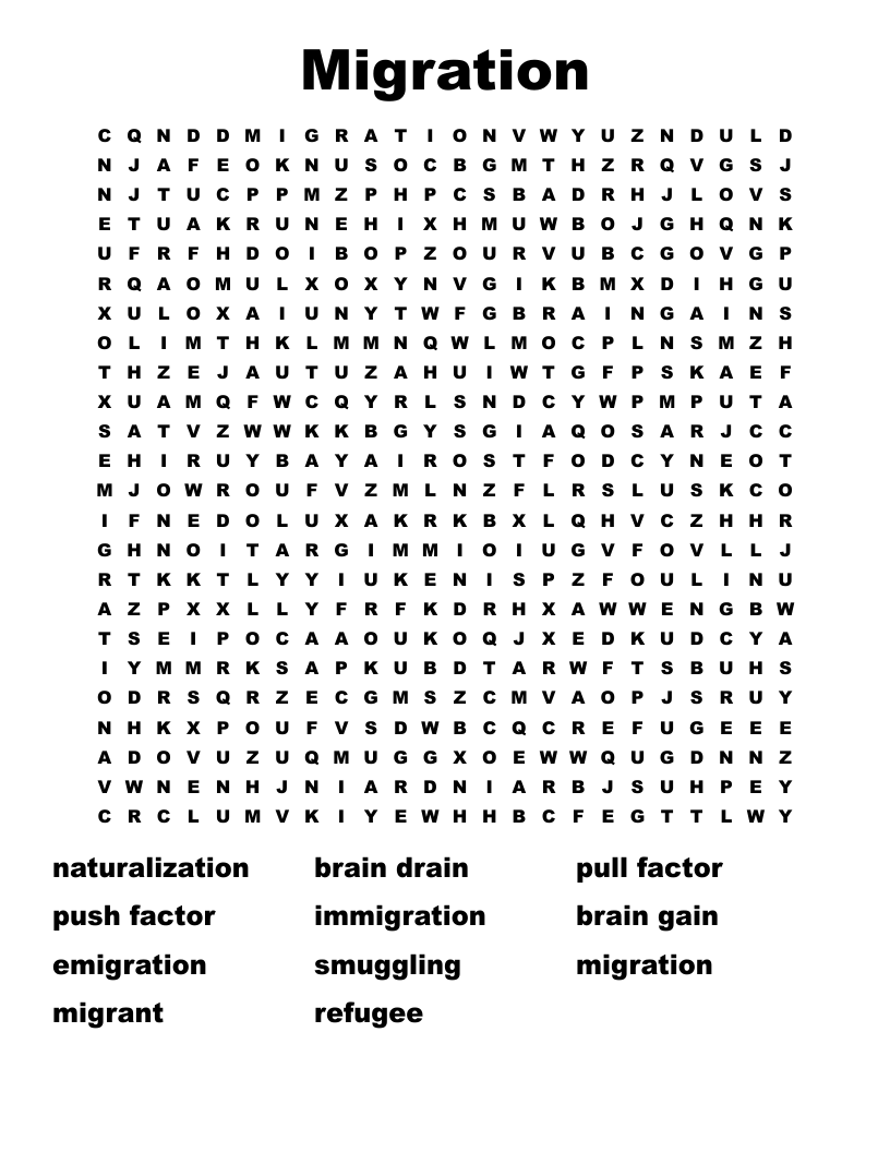 Migration Word Search