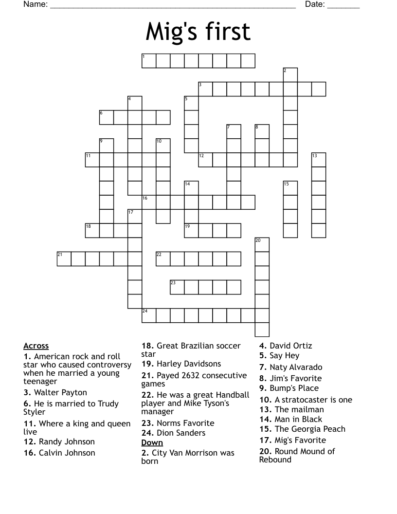 Mig's first Crossword