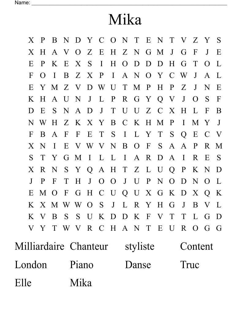 Mika Word Search