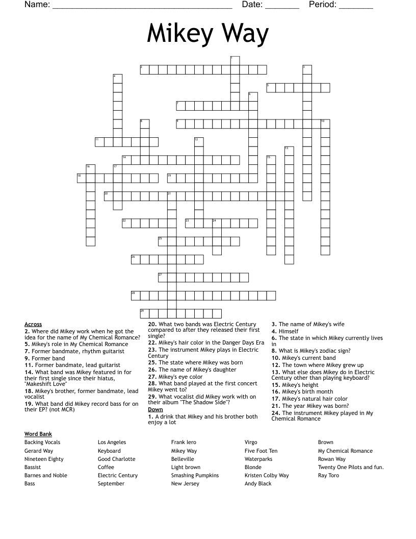 Mikey Way Crossword