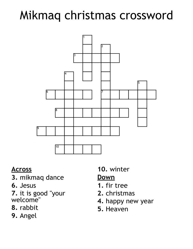 Mikmaq christmas crossword