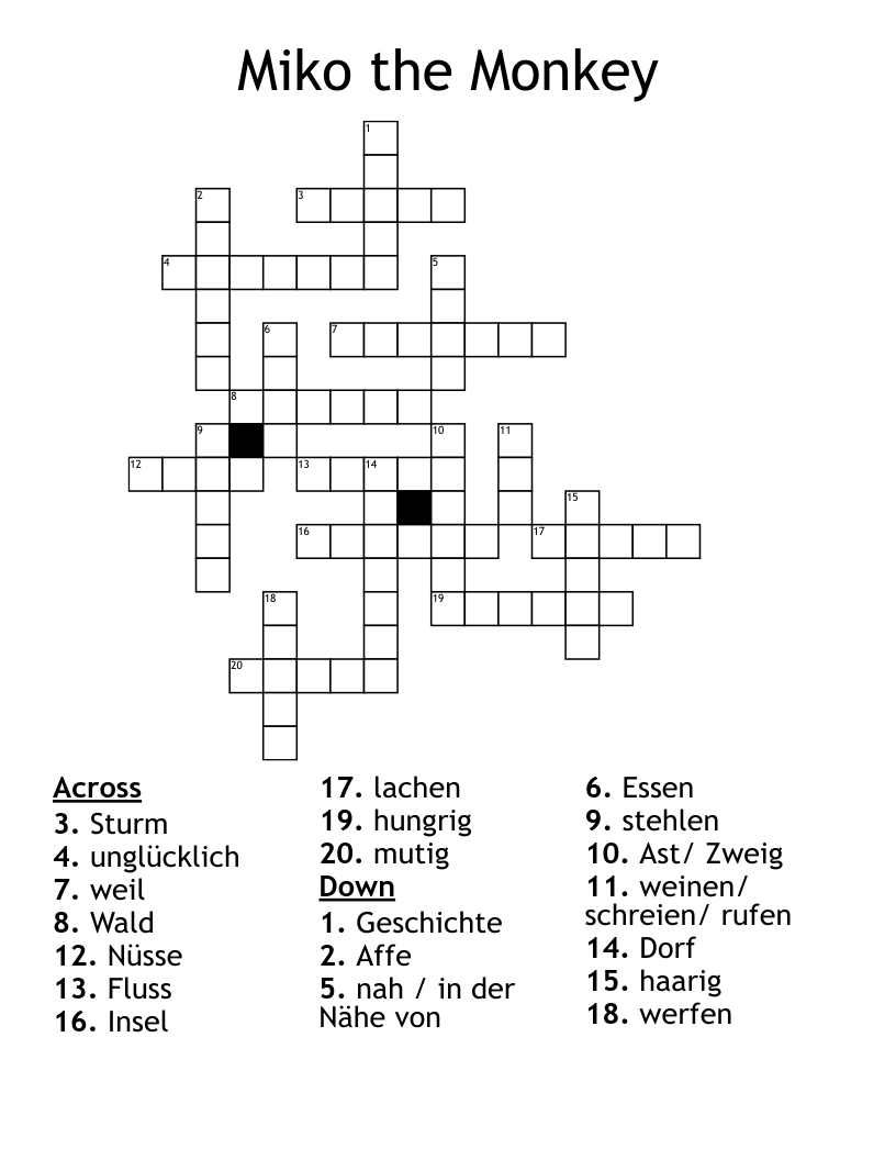 Miko the Monkey Crossword