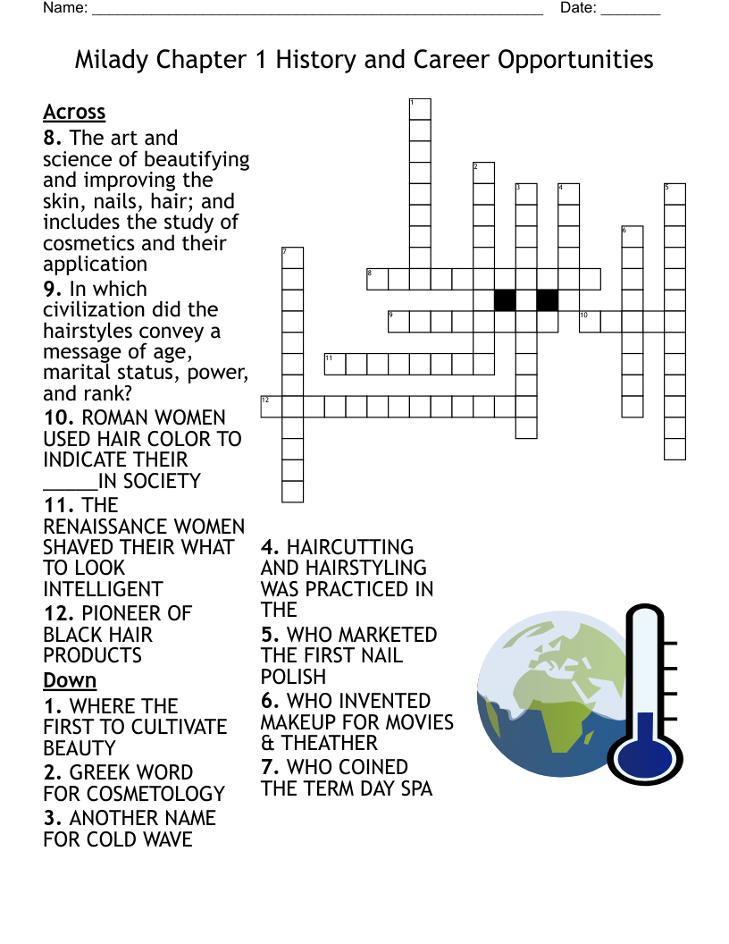 Milady Chapter 1 History and Career Opportunities Crossword