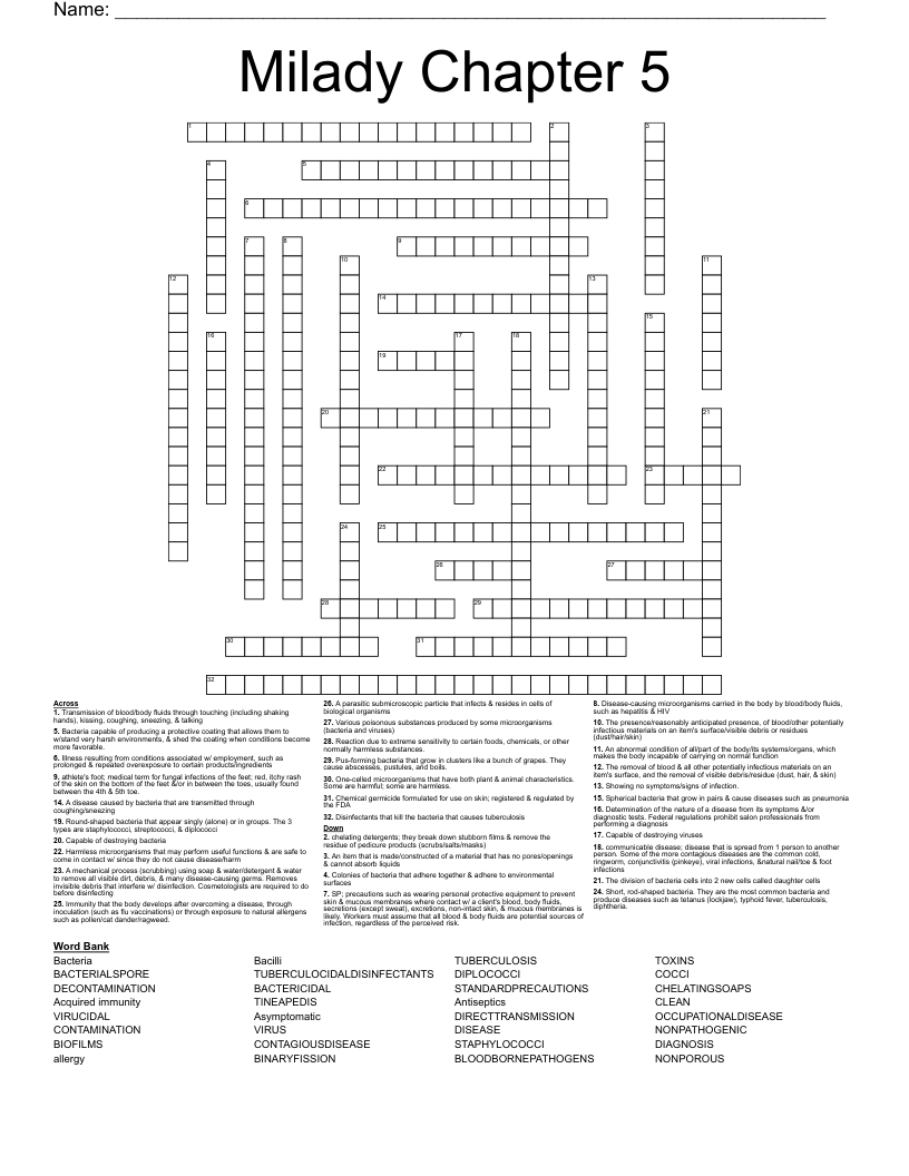Milady Chapter 5 Crossword