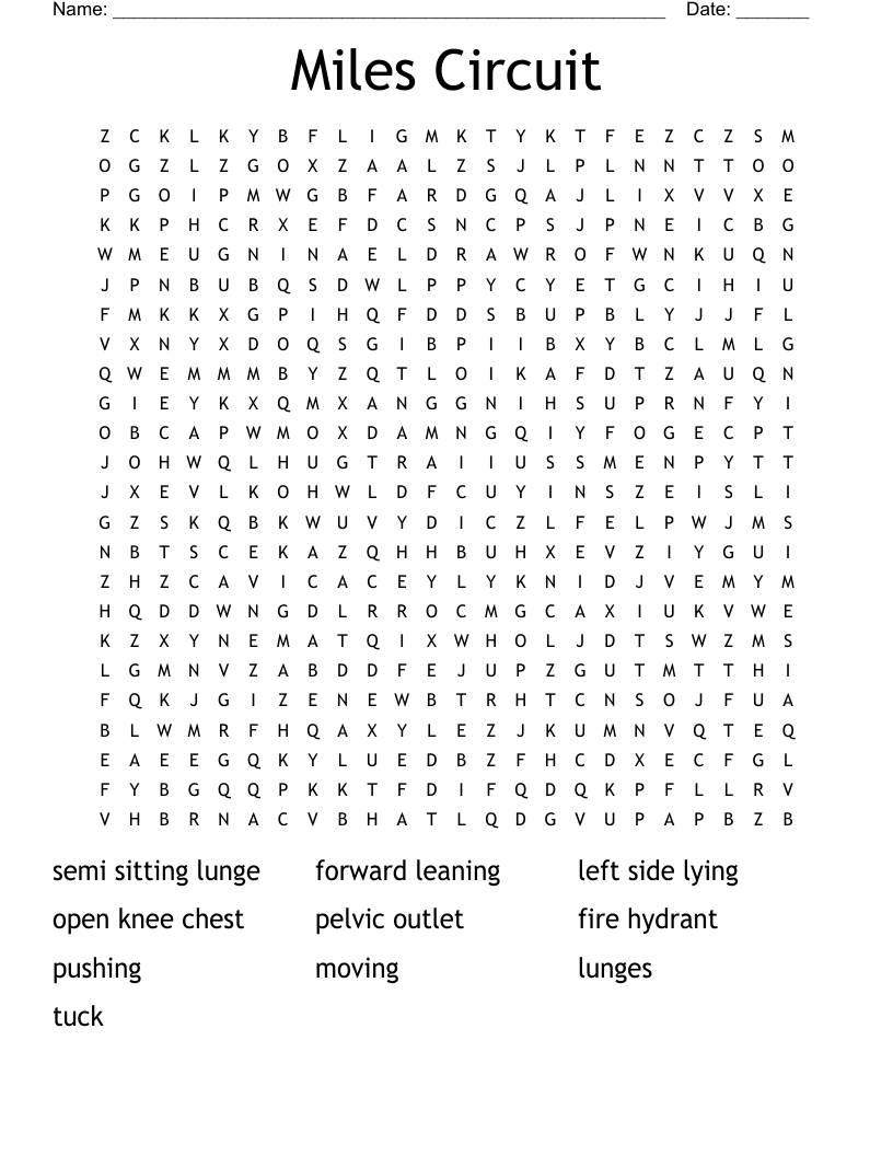 Miles Circuit Word Search