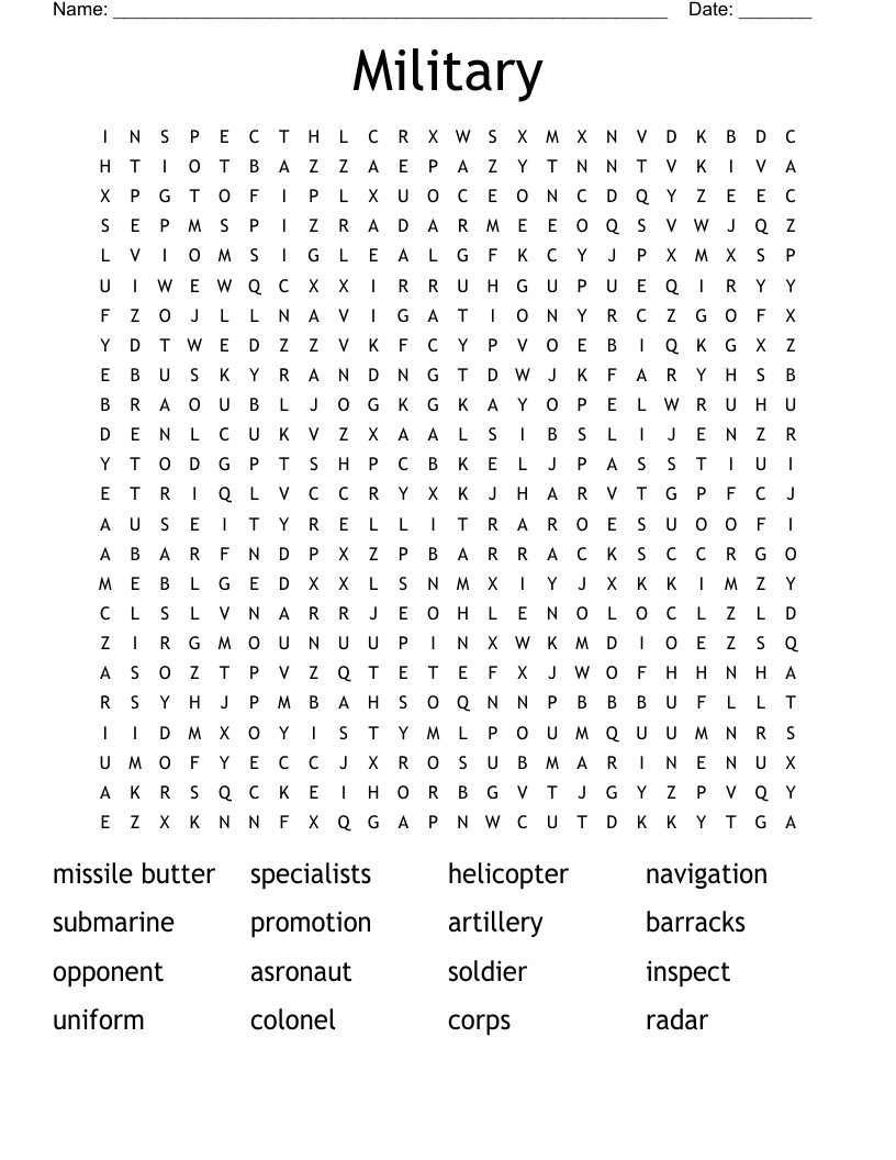Military Word Search