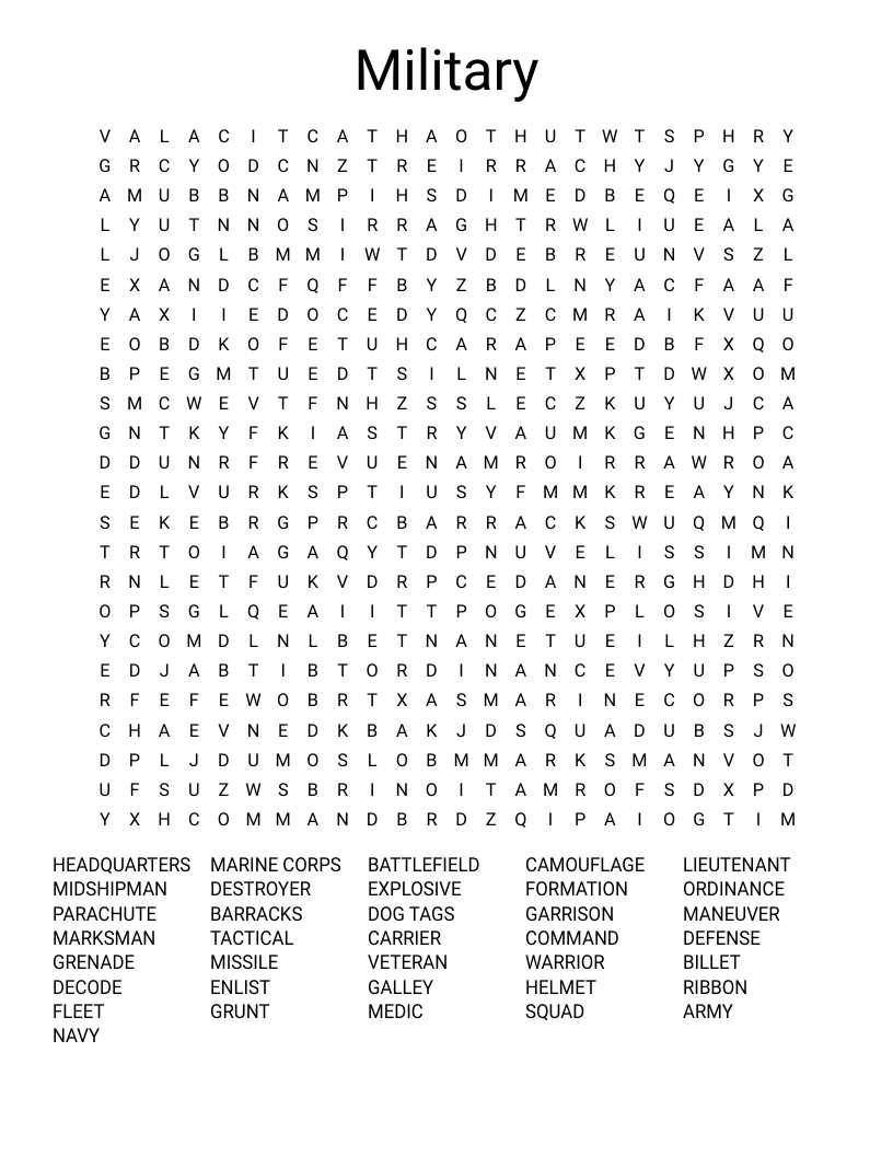 Military Word Search